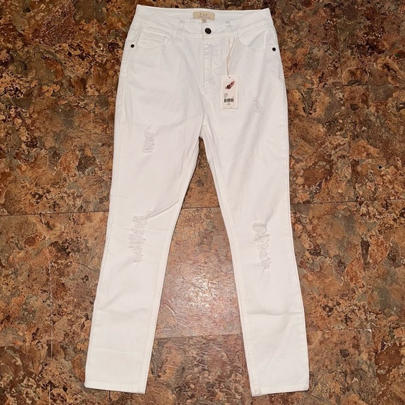 Chelsea and Violet White Light Distressing Ankle Skinny Jeans Size 25 - Picture 1 of 3